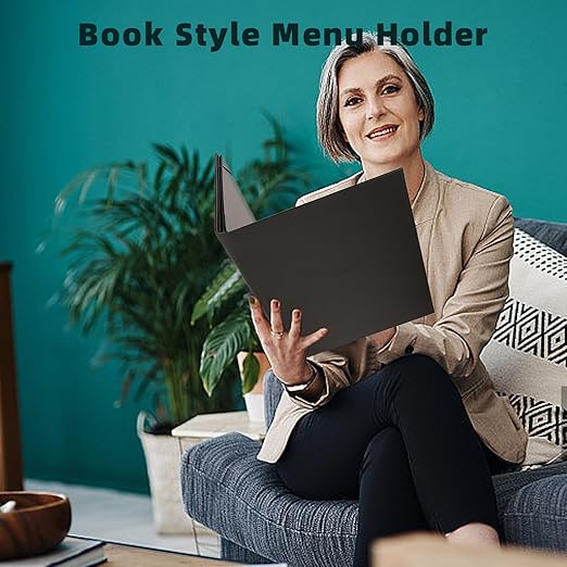Premium Leather Menu Covers - Set of 10 Double-Sided Table Tent Cards for Restaurant, Dinner Party, and Bar Menus - Includes Bill Holder and Reserved Seating Signs - Easy to Clean and Foldable