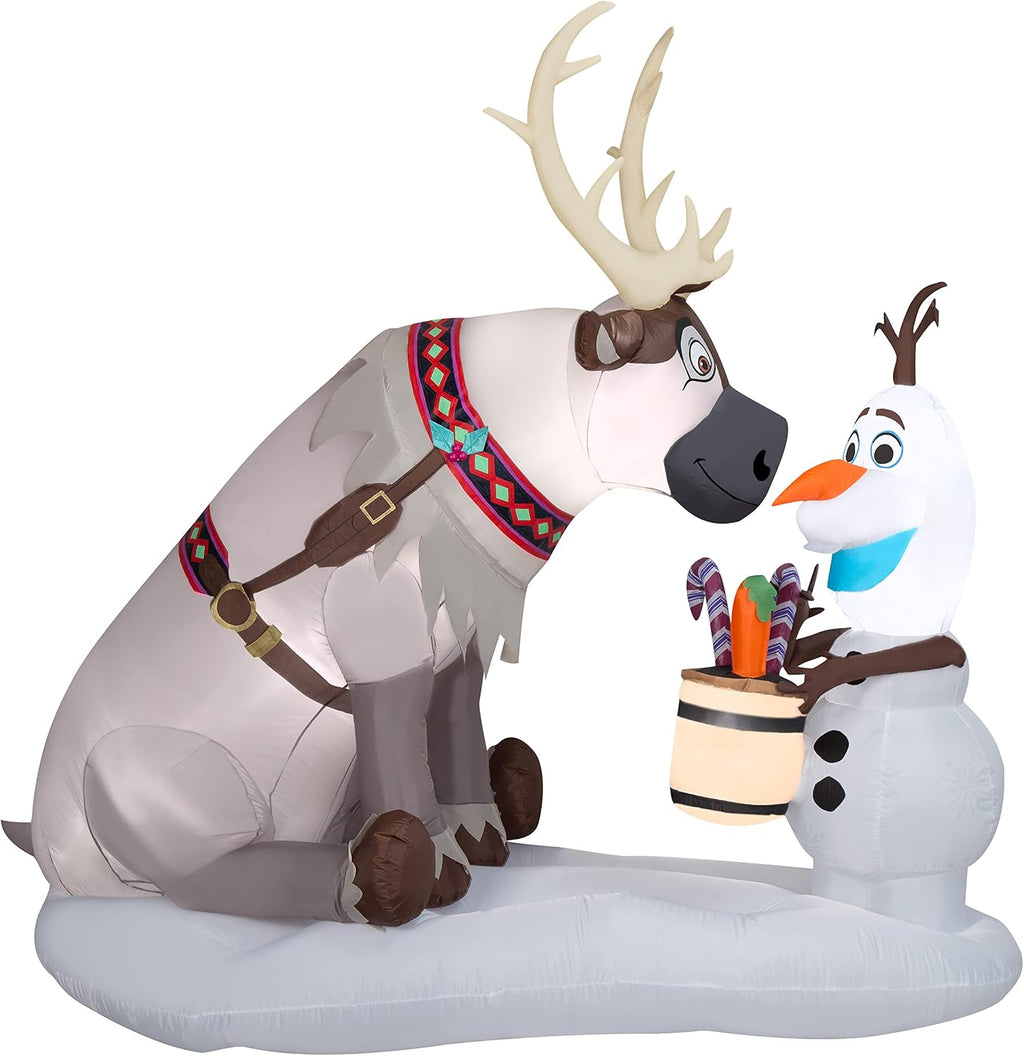Gemmy Airblown Inflatable Olaf and Sven with Candy Canes 7 Feet
