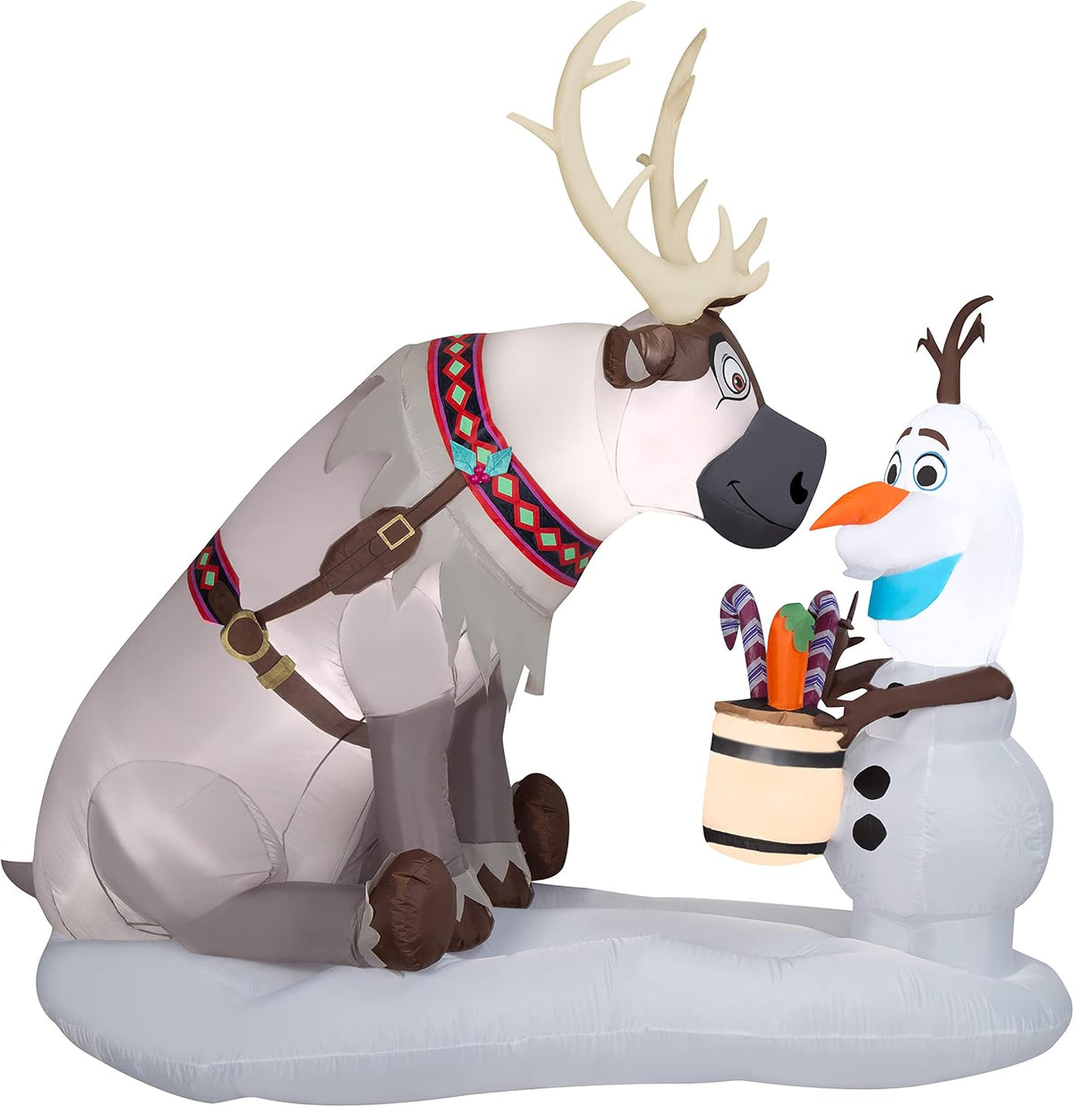 Gemmy Airblown Inflatable Olaf and Sven with Candy Canes 7 Feet