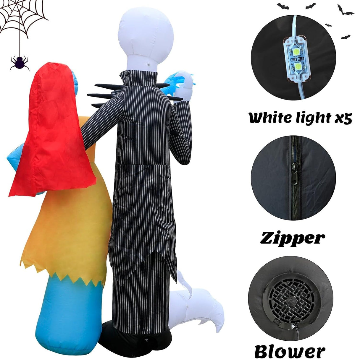 6FT Halloween Outdoor inflatables Decorations,Blow Up Skeleton and Dog Decorations with LED Lights, Halloween Party Decoration for Yard Garden Lawn