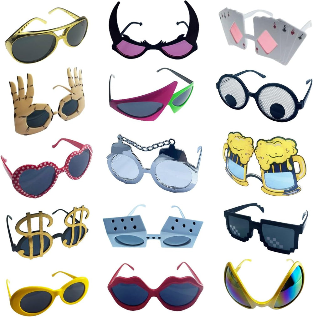 16 Pack Funny Sunglasses Novelty Party Glassses Masks for Adults Cool Shaped ...