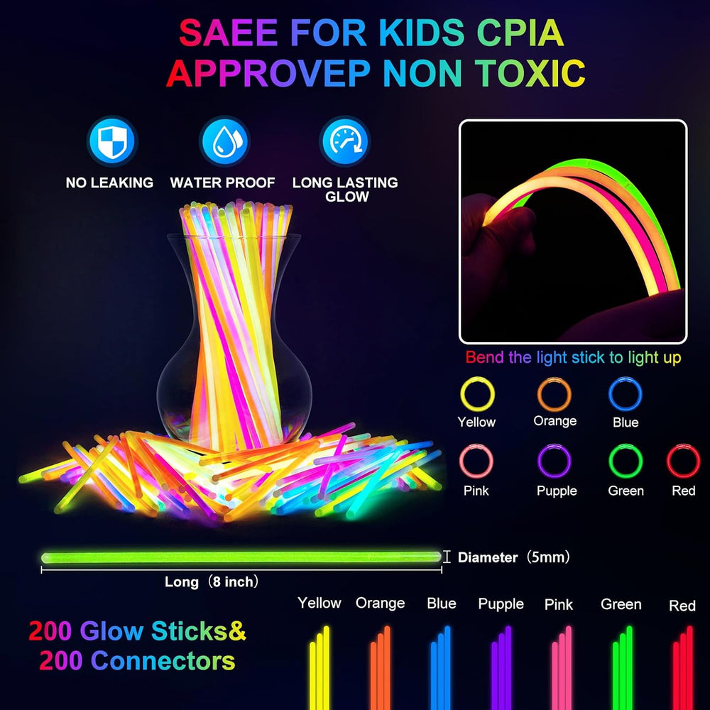 OLUPP 282 PCS Glow in the Dark Party Supplies, 18 Foam Sticks, 18 LED Glasses...