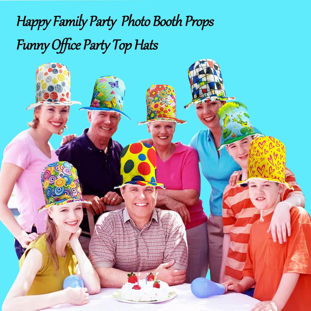 6 Assorted Pattern Funny Party Top Hats for Adults Teen