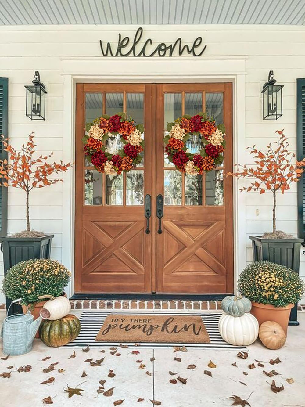 Fall Wreaths for Front Door 20 inch Autumn Wreath with Hydrangeas Berries