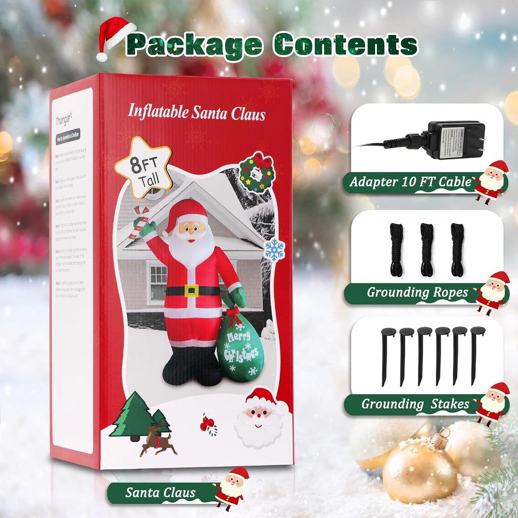 8 ft christmas inflatable santa claus with candy, package contents