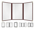 Goodsmart Restaurant Menu Covers – 25 Pack Burgundy 6-View Trifold 8.5" x 14", Side-Loading Vinyl & Plastic Menu Holders, Clear Menu Sleeves, Leather-Style Café Covers with Gold Corners