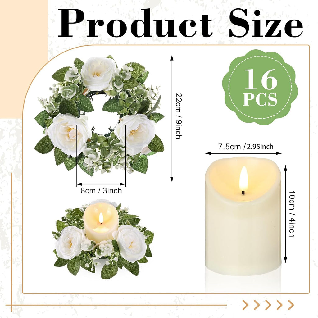yunlly 16 set rose candle rings with led shown in use