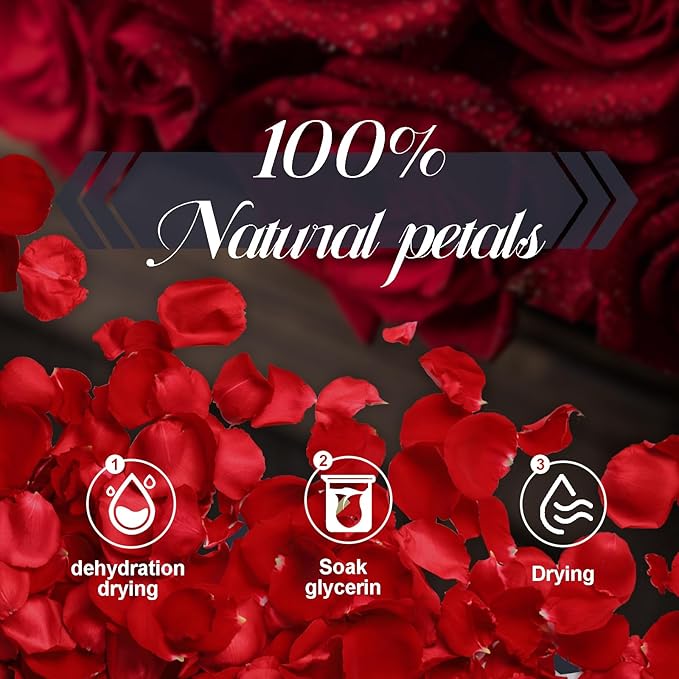 3.5 Oz Dried Rose Petals Wedding Biodegradable Petals, Natural Preservation Real Flower Petals, Suitable for Flower Petals for Flower Girl, Romantic Night, Table Decoration (Red, 100g)
