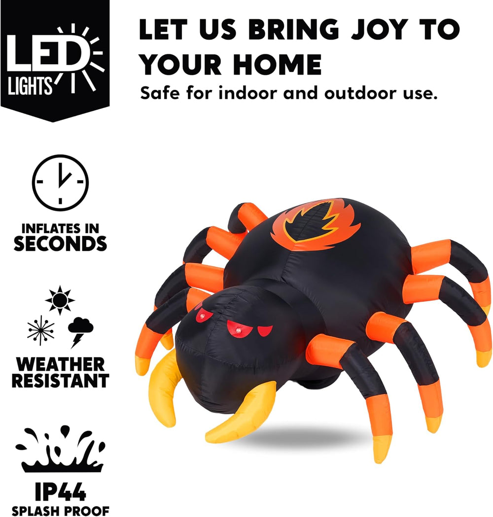 JOYIN 4 FT Halloween Inflatable Spider, Remote Control Blow Up Spider with 36...