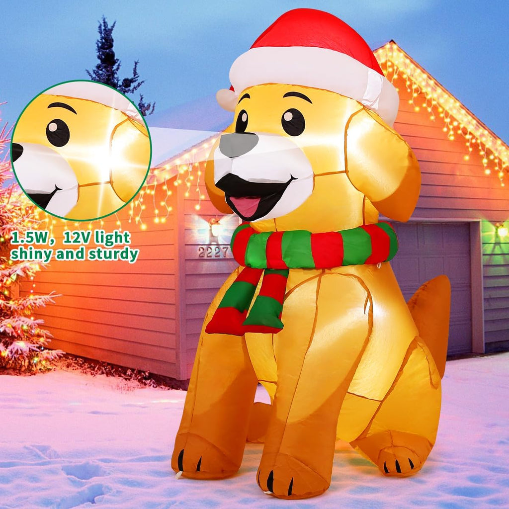 comin 5 ft christmas inflatables dog outdoor yard showing dimensions