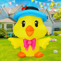 GOOSH 5.2 FT Easter Inflatables Chicken Outdoor Decorations Blow Up Yard with Blue Hat Built-in LEDs for Indoor Party Garden Lawn Decor