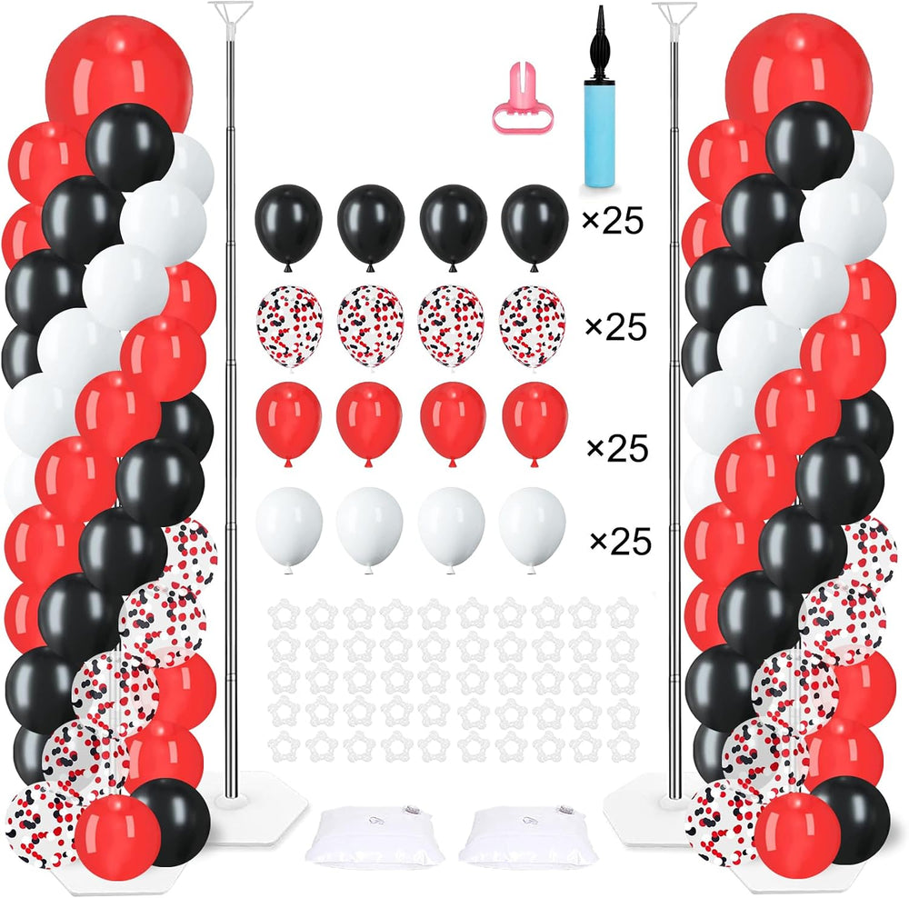 Balloon Column Stand Kit, 2 Sets with 100 Balloons & Adjustable Bases