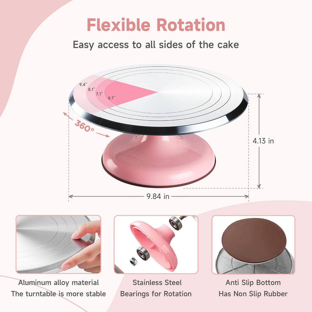 Cake Decorating Kit, 138pcs Cake Decorating Supply with Aluminium Cake Turntable, 64 Numbered Icing Piping Tips, 2 Spatulas, 3 Icing Comb Scraper and Leveller, 32 Piping Bags,cake decorating tool