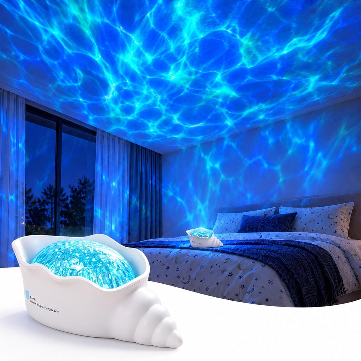 conch ocean wave projector for room decor | shown in use