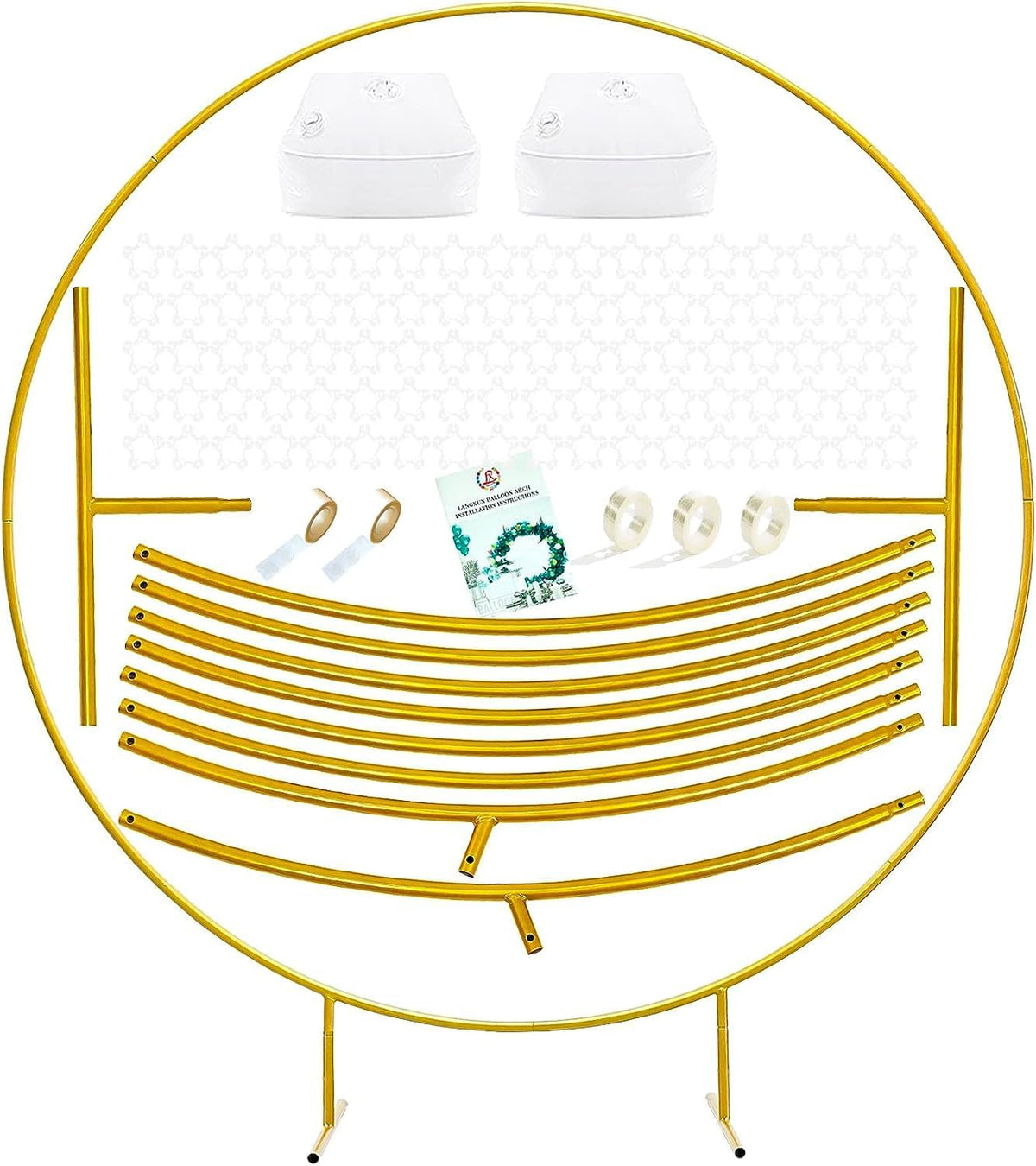 LANGXUN 7.2ft Gold Metal Circle Balloon Arch Kit