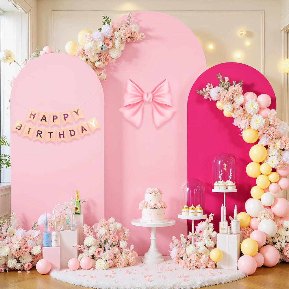 Pink & Hot Pink Arch Backdrop Cover Set of 3-6ft,6.6ft,7.2ft Arch Covers