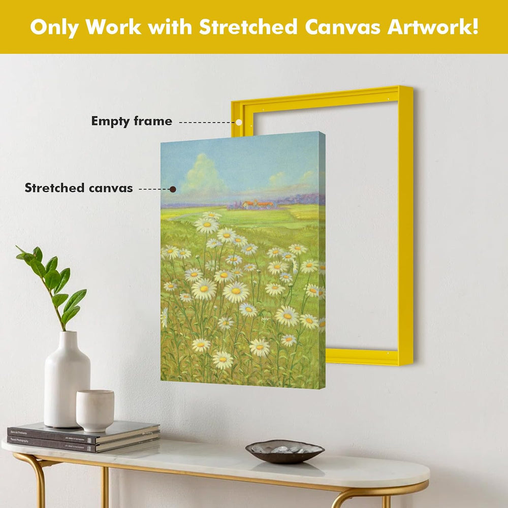 24x30 Canvas Floater Frame for Modern Paintings,1.5" Deep,Yellow