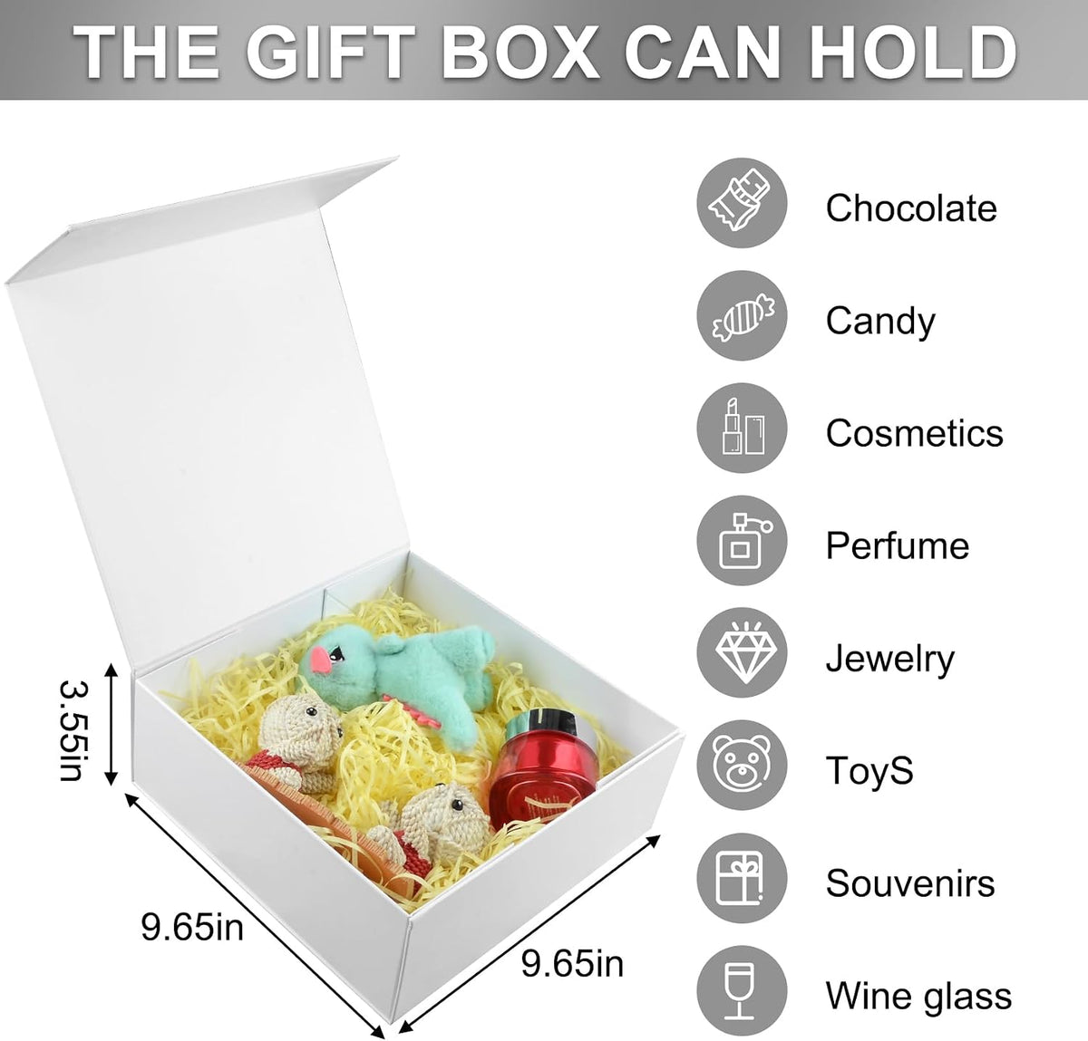 lumyhavver gift box 5 pack 9.65x9.65x3.6 inches with, close-up detail
