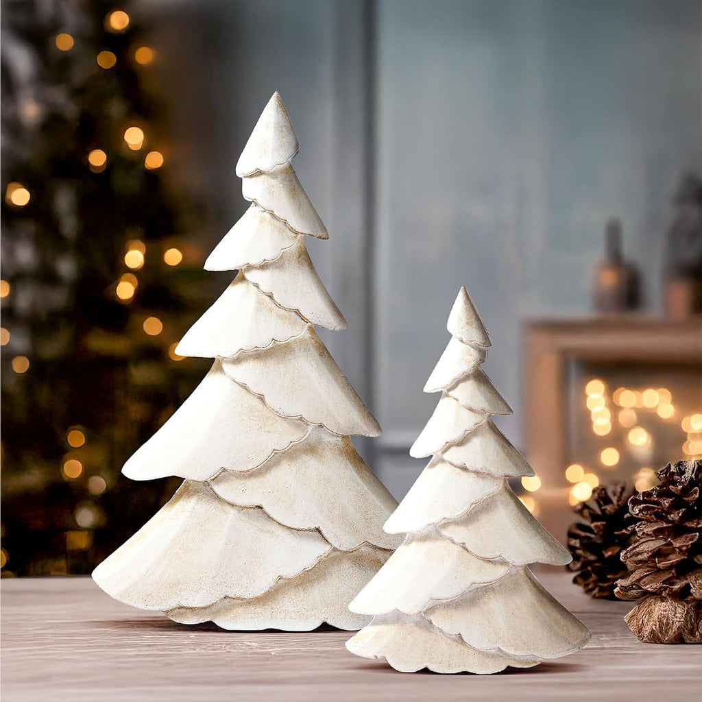 rm roomers wooden christmas tree figurine set of, close-up detail