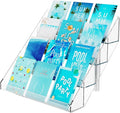PecMuikee Greeting Card Display, 4 Tiers Clear Acrylic Sticker Display Stand for Vendors Retail, Display Photo Stand for Counter Tabletop Display Supplies, 1 Set