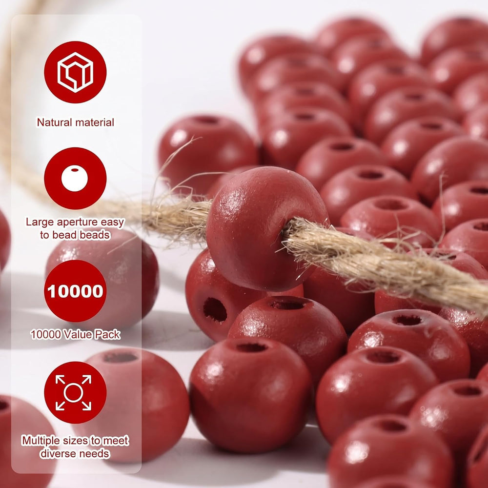 10000 Pcs Wood Beads Bulk Round Wooden Beads for Jewelry Making, DIY Crafts, ...