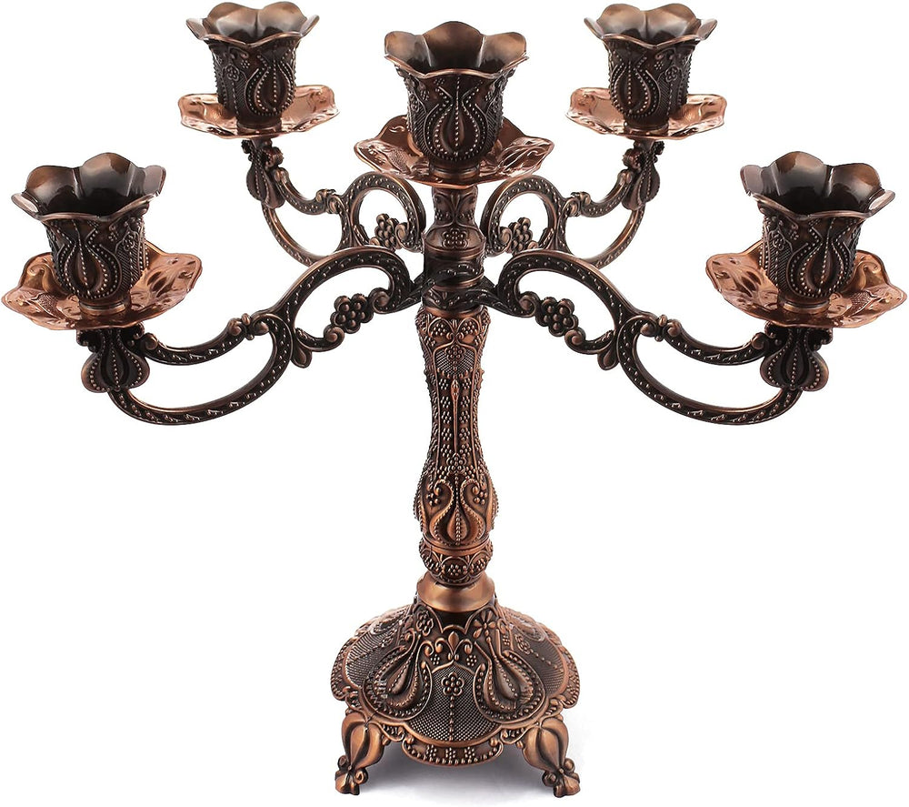 5-Candle Metal Candelabra 10.3 Inch Tall Candlestick Candle Holders for Home ...