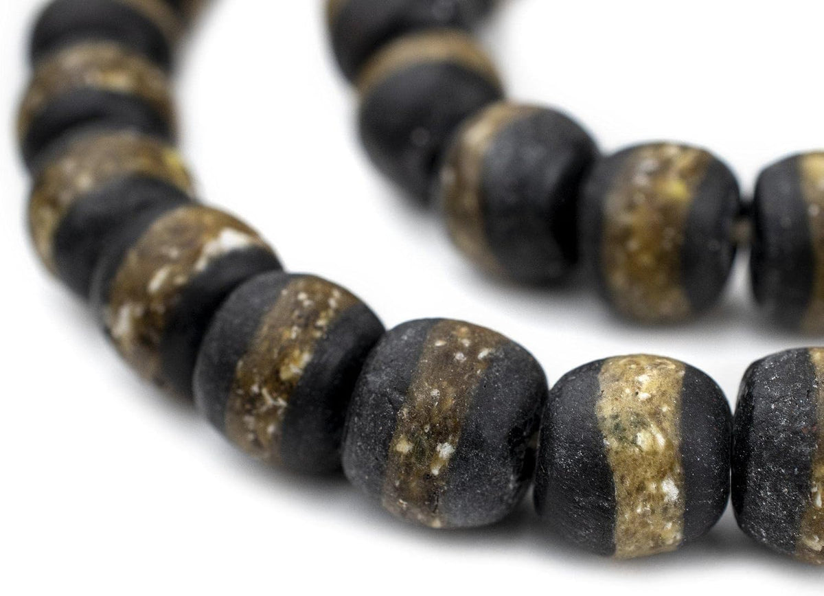 The Bead Chest African Kente Beads - Full Strand of Krobo Glass Beads (Black)