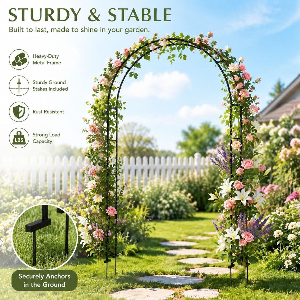 Garden Arch Trellis Metal Arbor Heavy Duty for Climbing Plants