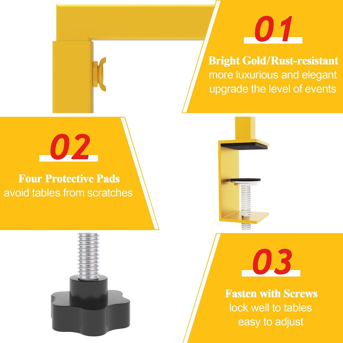 Fomcet Over The Table Rod Stand with Clamps Gold Adjustable Table Arch