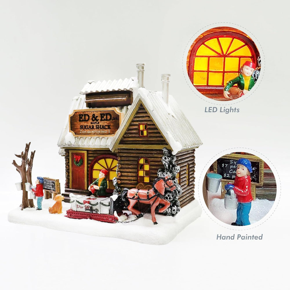 MOMENTS IN TIME Light Up Sugar Shack Christmas Village House Hand-Painted Pol...