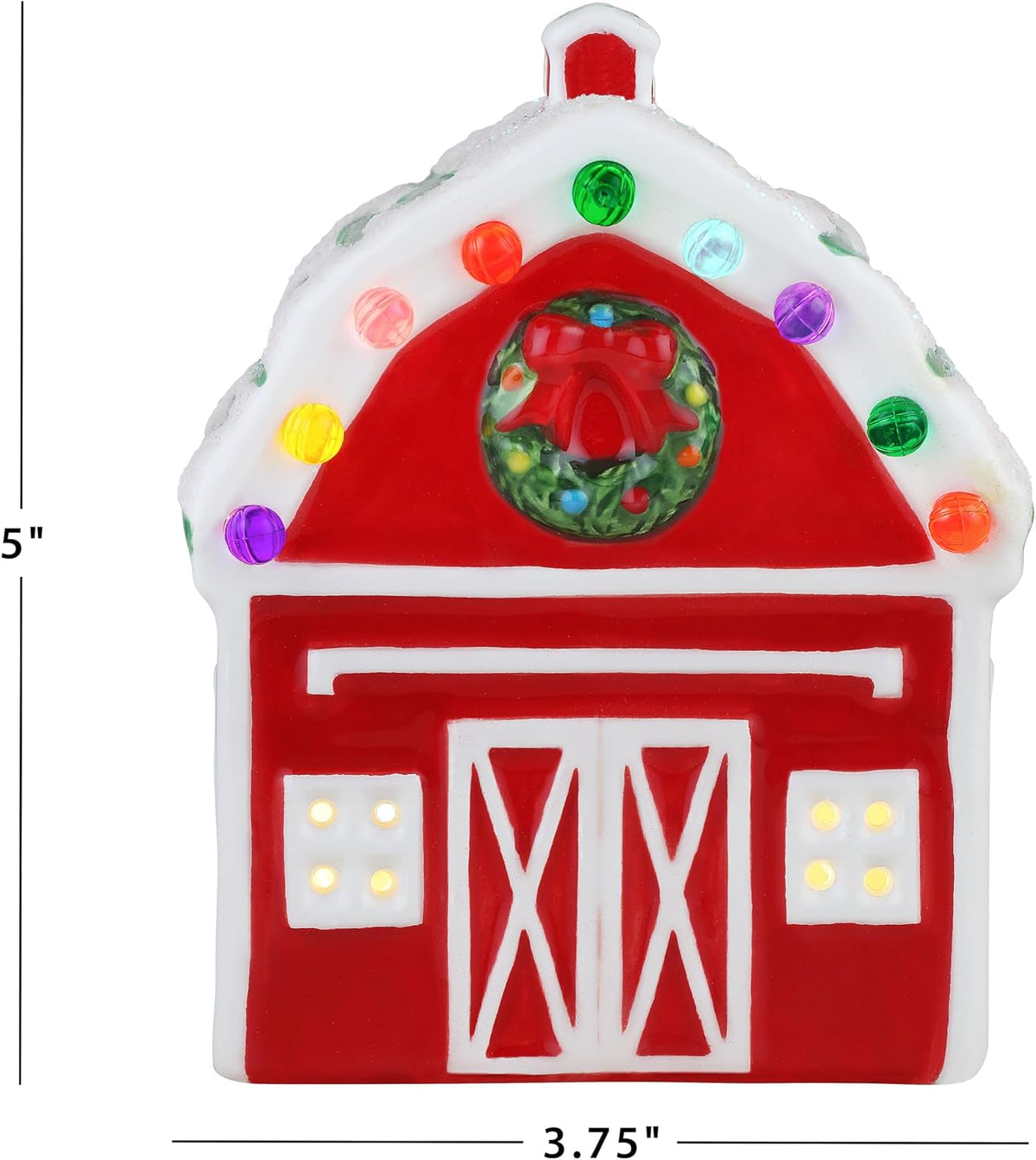 mr. christmas ceramic village barn led decoration, 5, close-up detail