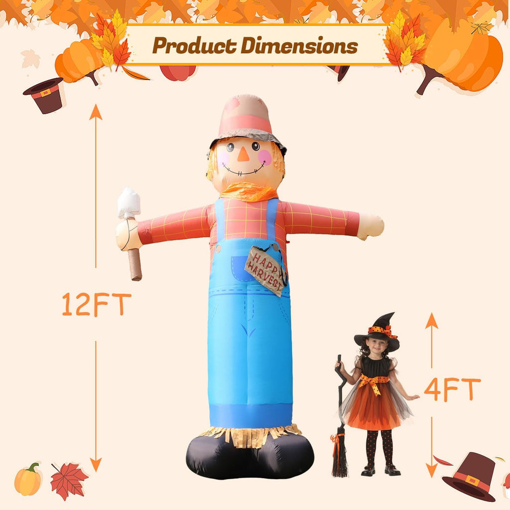 12ft giant inflatables scarecrow decorations, fall harvest inflatable shown in use