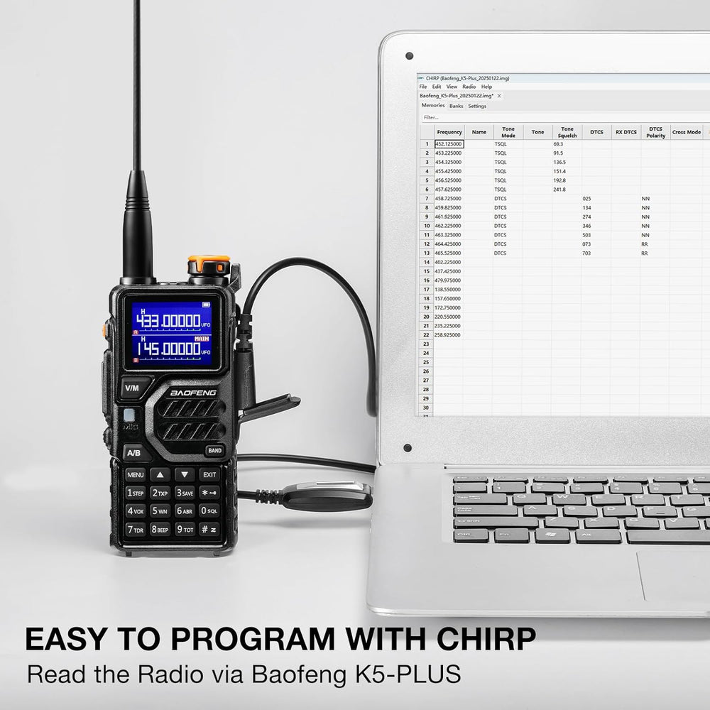 BAOFENG K5PLUS 10W Tri-Band Ham Radio with Long High Gain ANT & Speaker Mic