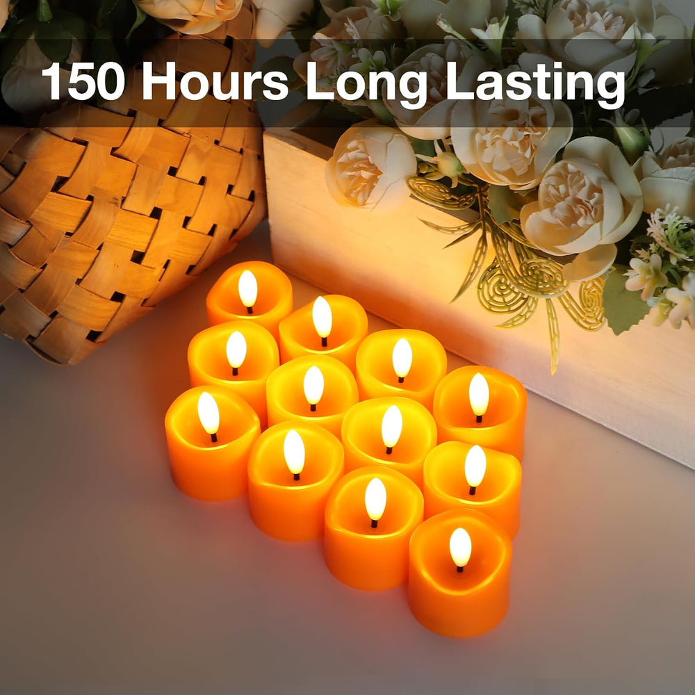 48 Pack Orange Tea Lights Candles Battery Operated Flameless LED Tealights