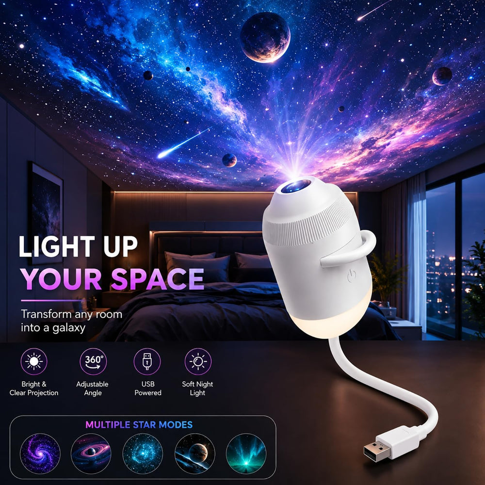 5D Holographic Galaxy Star Projector Night Light, Ocean Wave Ambient Light