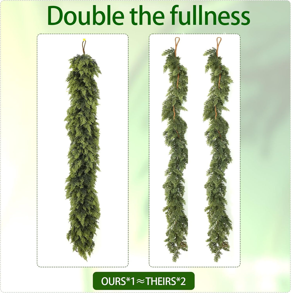 Tasruwat Deluxe 9 FT Artificial Christmas Cedar Garland 240 Larger Tips