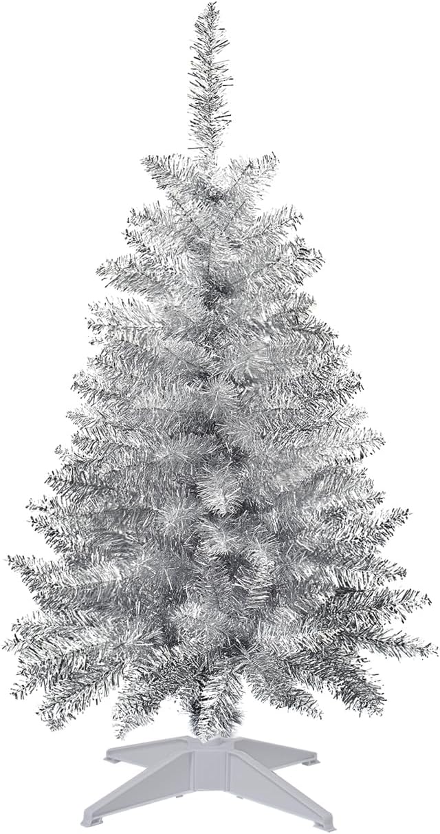 3FT Silver Artificial Small Christmas Tree Mini Tabletop Decor