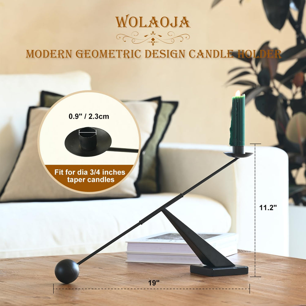 Modern Candle Holder Decor, Black Decorative Tapered Candlestick Holders, Can...