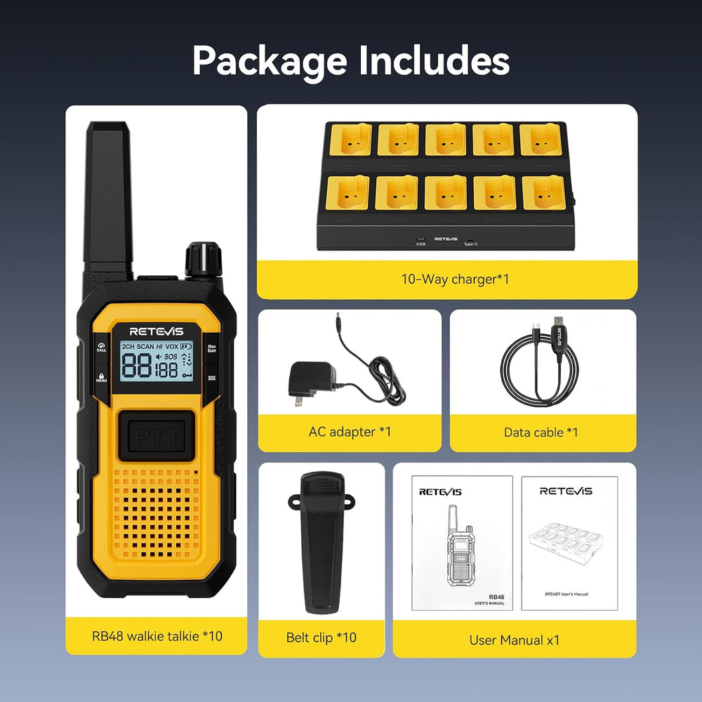 Retevis RB48 Construction Walkie Talkies Long Range,MIL-STD-810H Durablity