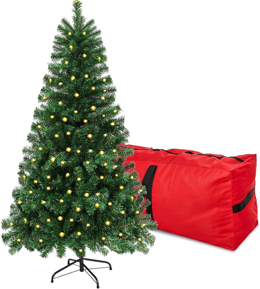 4FT Pre-Lit Green Small Christmas Tree 450 PVC Branch 150 Warm Lights