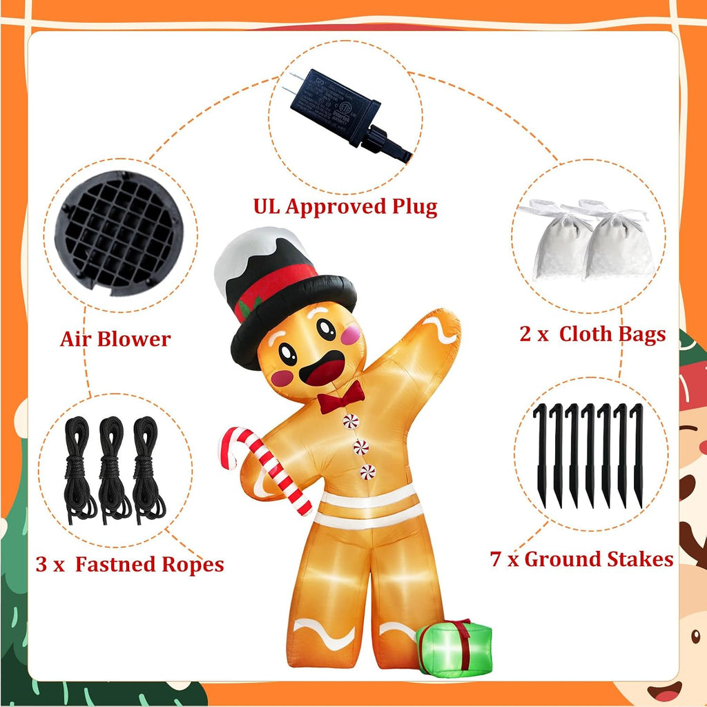 OurWarm 12FT Christmas Inflatables, Giant Gingerbread Christmas Decorations