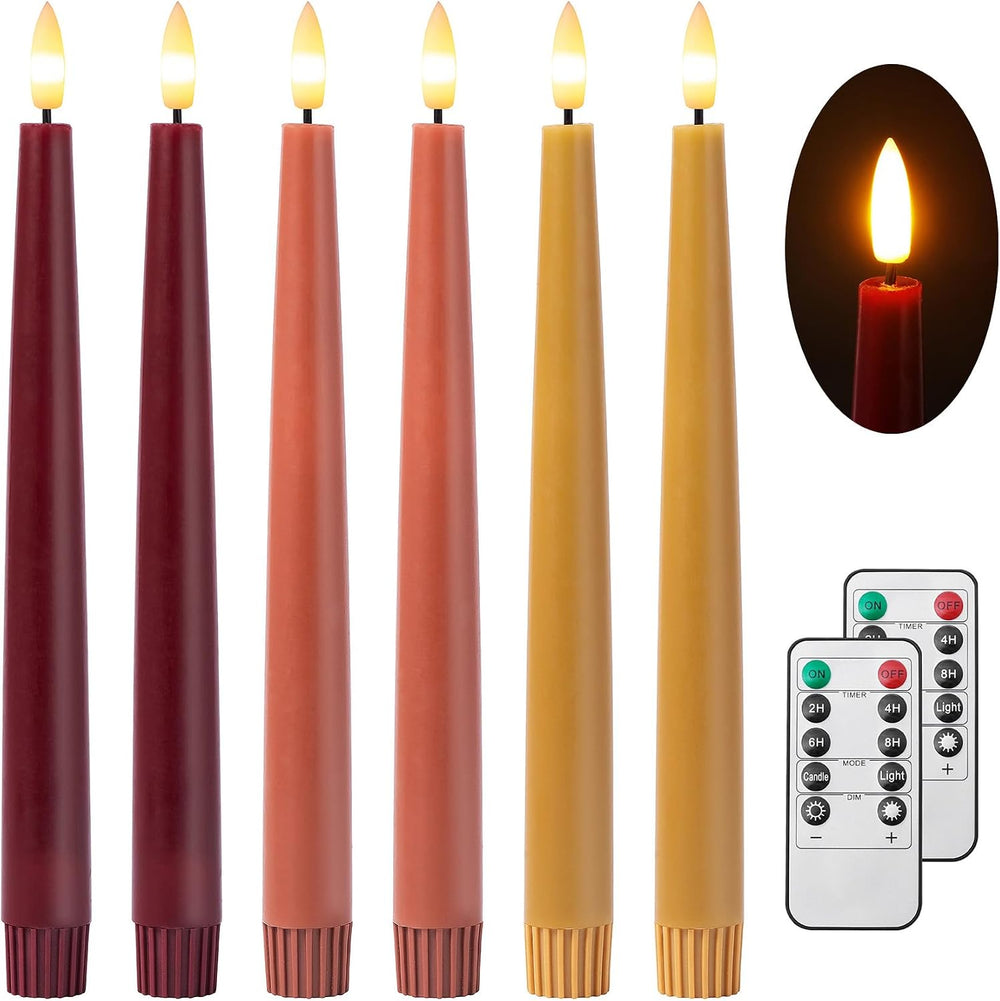 Stmarry Fall Flameless Taper Candles with Remote and Timer, 9.65 Inch Real Wa...