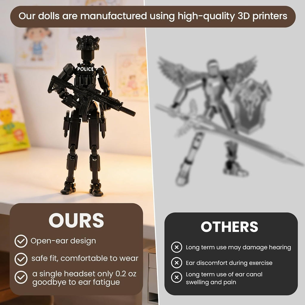 3d printed dummy 13 police shield action figure, side view