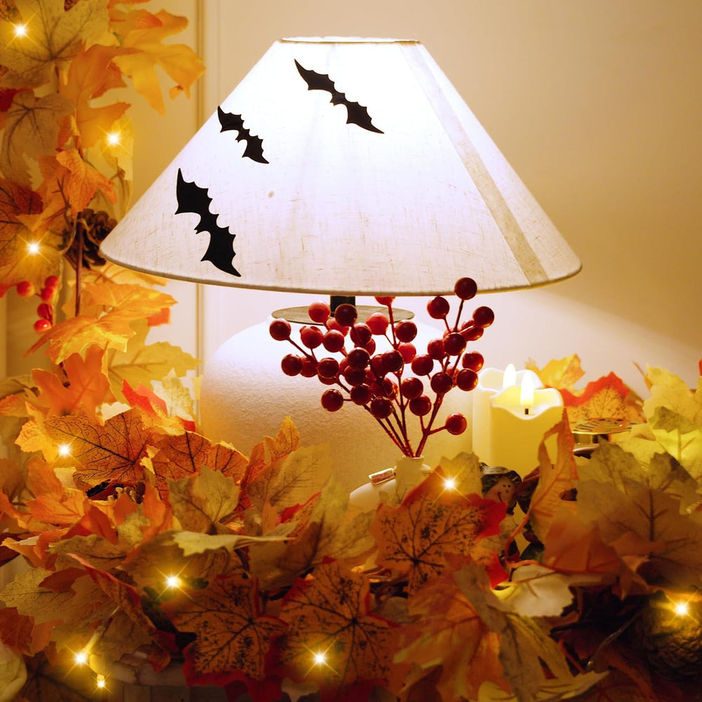 4 Pack Fall Garland with Lights, Artificial Autumn Maple Leaves Vines with LE...