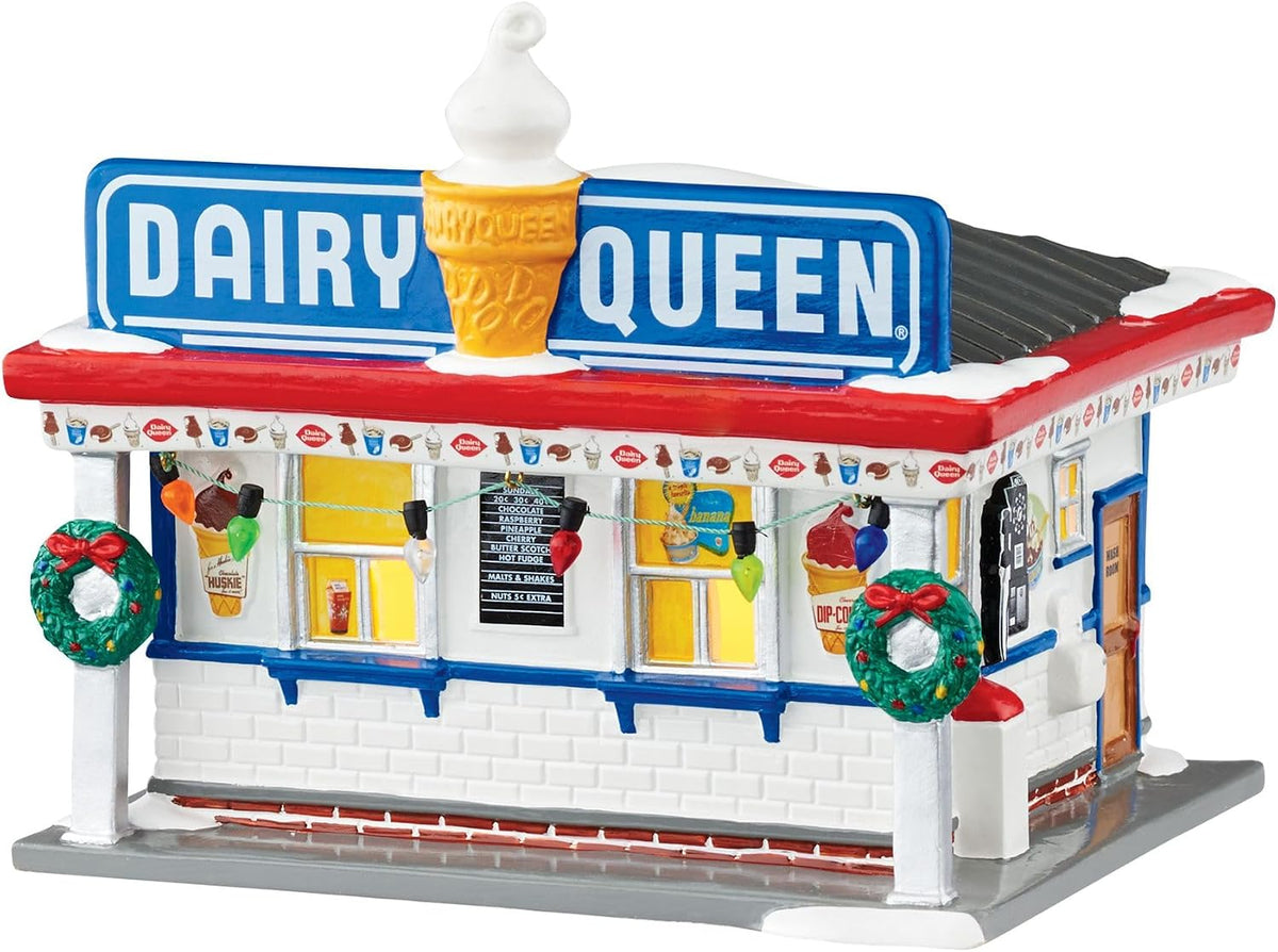 Department 56 Original Snow Village Dairy Queen Ice Cream Shop Lit Building, 5.63 Inch, Multicolor