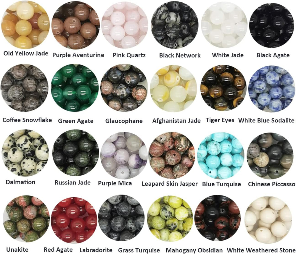 504pcs 8mm Natural Round Stone Beads Healing Engry Crystals Gemstone Beading ...