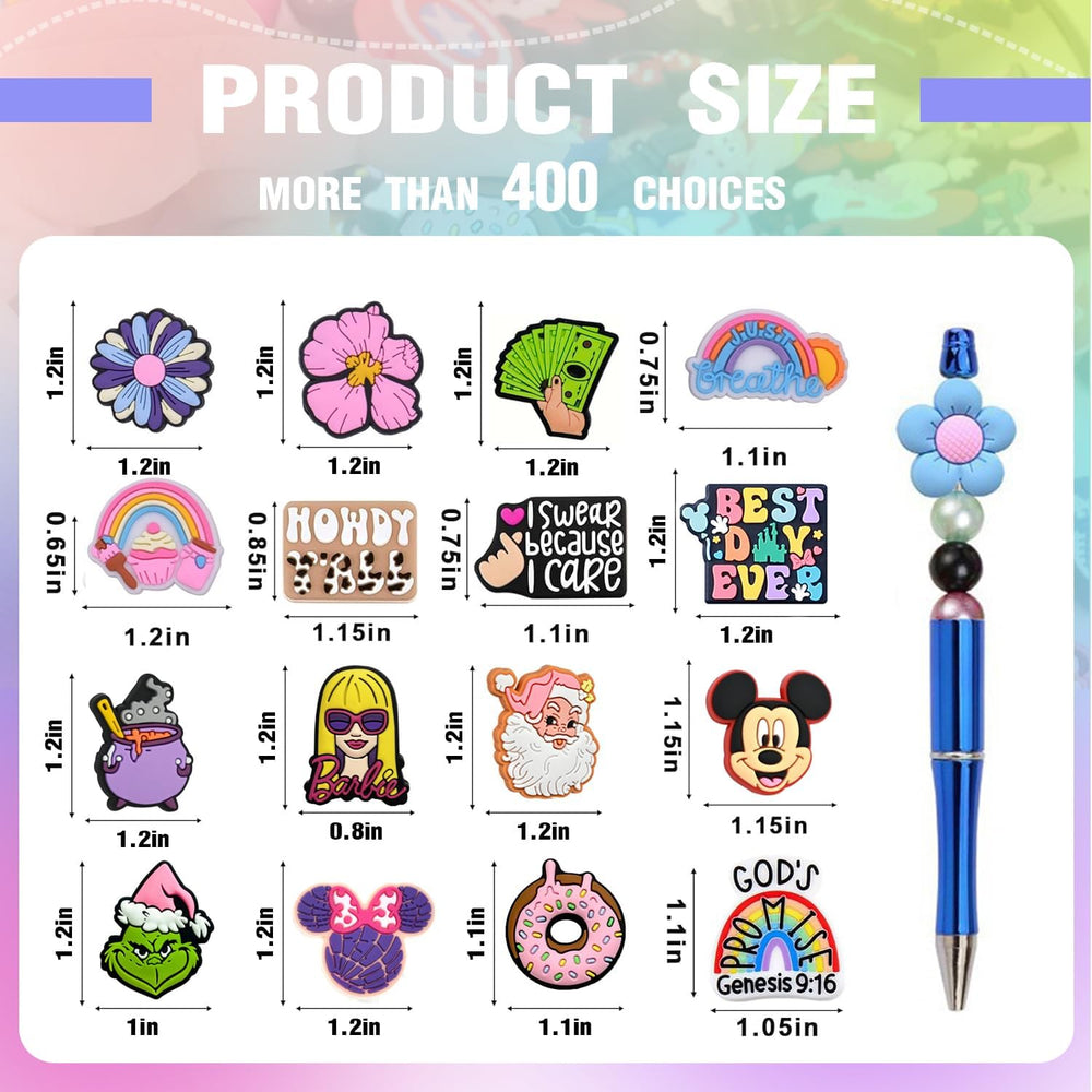 110Pcs Non-Repeat Cartoon Silicone Focal Beads for Pens, Random Focal Beads B...