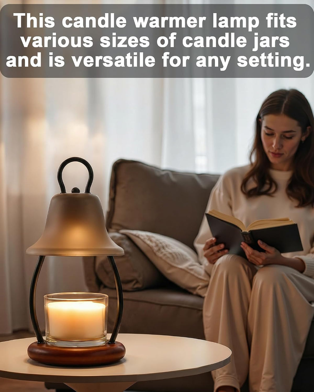 Candle Warmer Lamp with Timer, Dimmable, Adjustable Height, Black