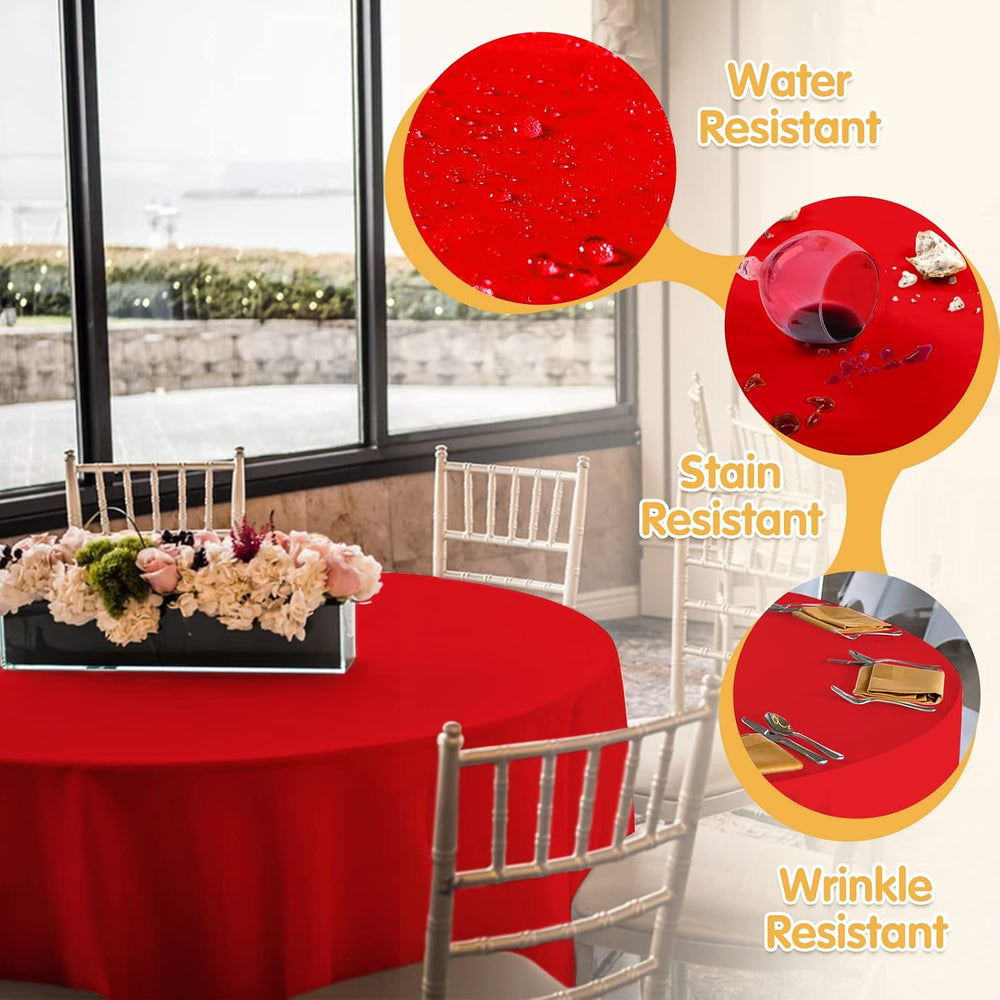 BRILLMAX 6 Pack Red Round Tablecloths 70 Inch for 30"-48" Tables