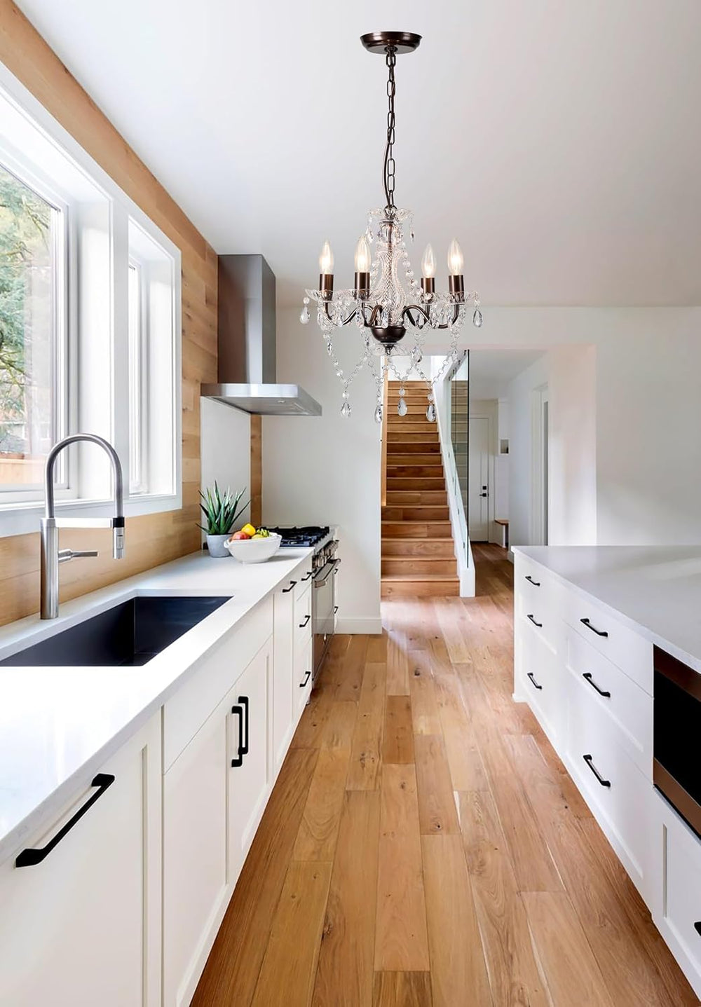 LaLuLa Mini Acrylic Crystal Chandelier Modern Farmhouse Bronze Chandeliers Li...